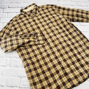 Chaps Ralph Lauren Mens XL Tan Plaid Button Down Long Sleeve Cotton Shirt